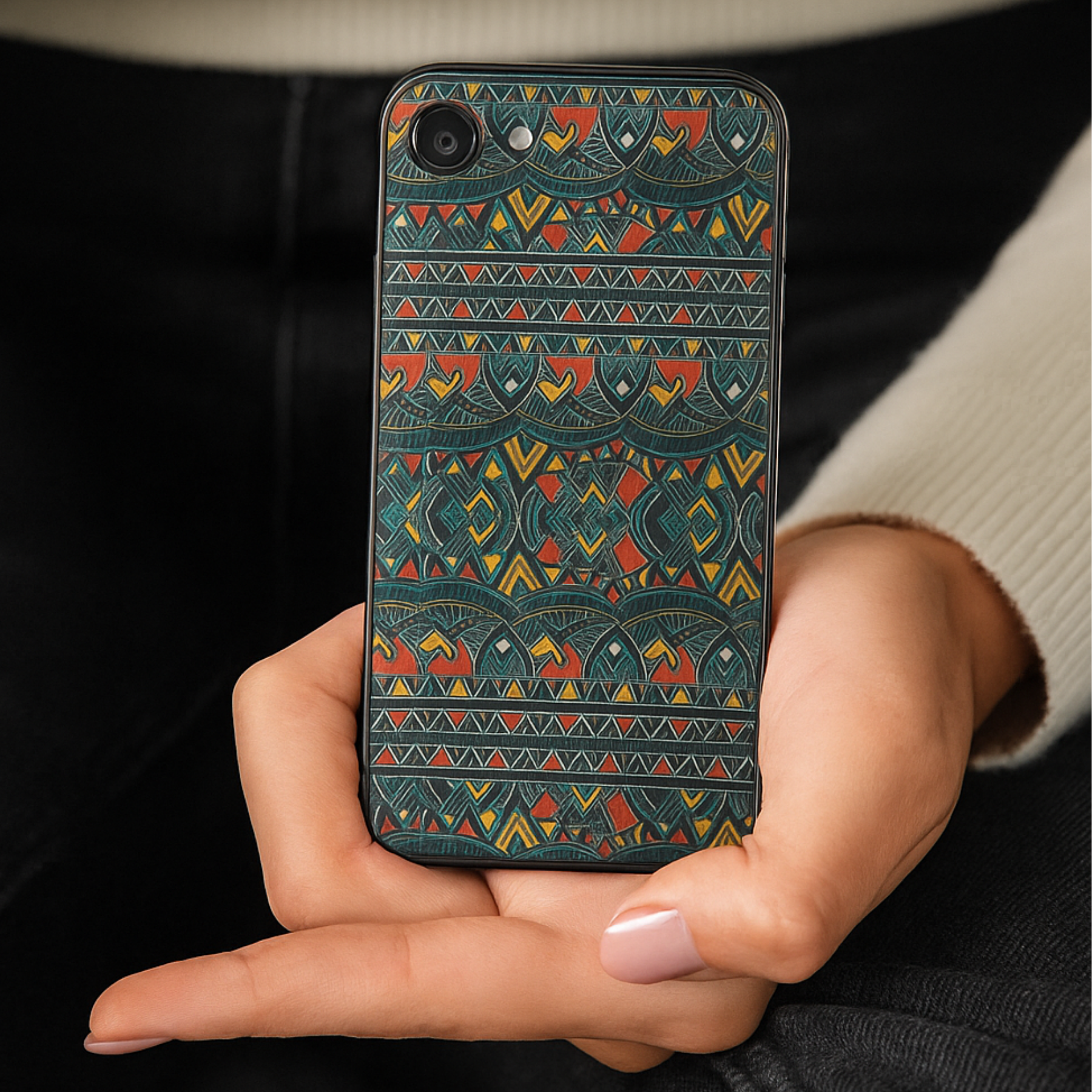 Zielone etui JOYPAC do iPhone SE/8/7 w etniczny wzór