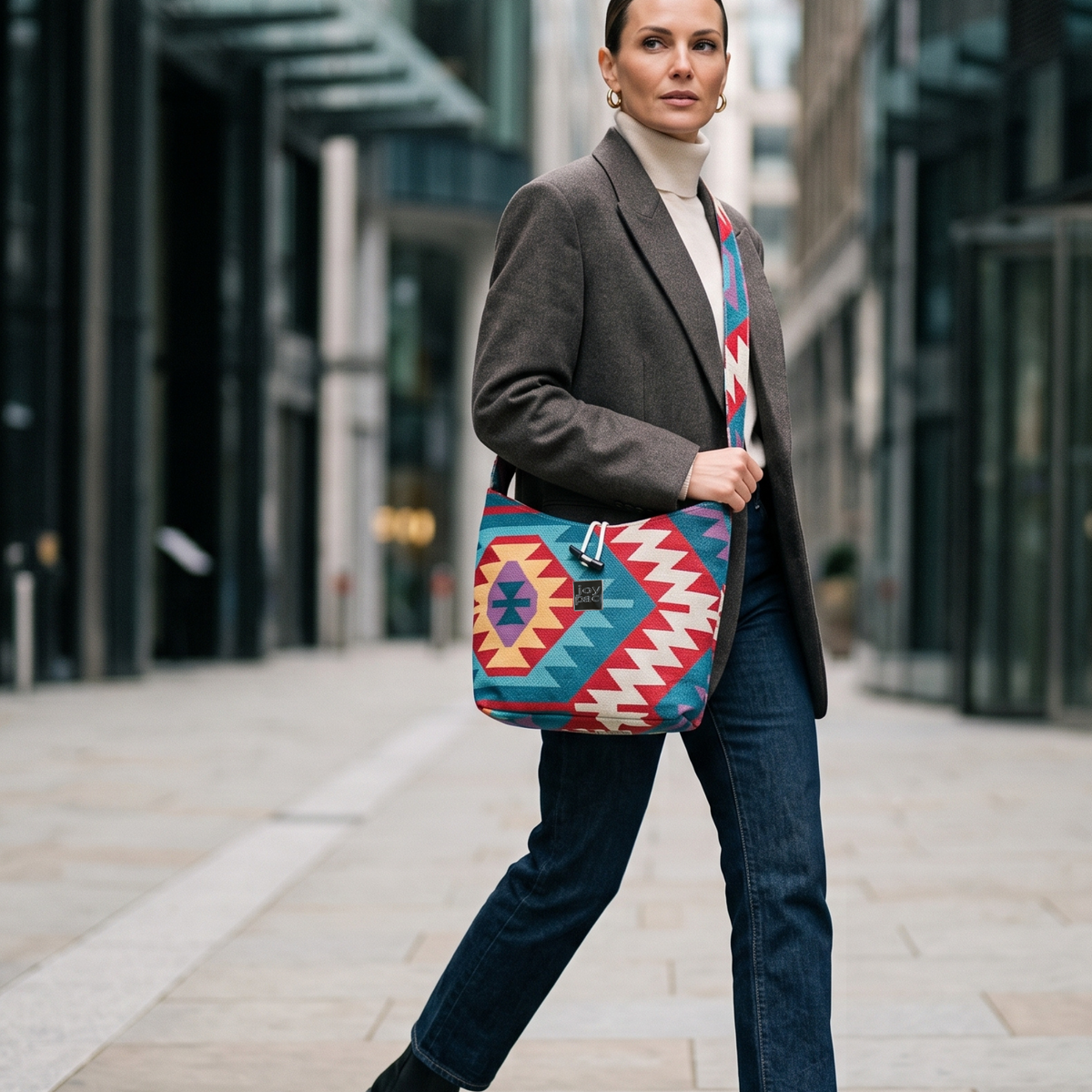 Torebka crossbody damska JOYPAC BLOOM, wzorzysta na ramię