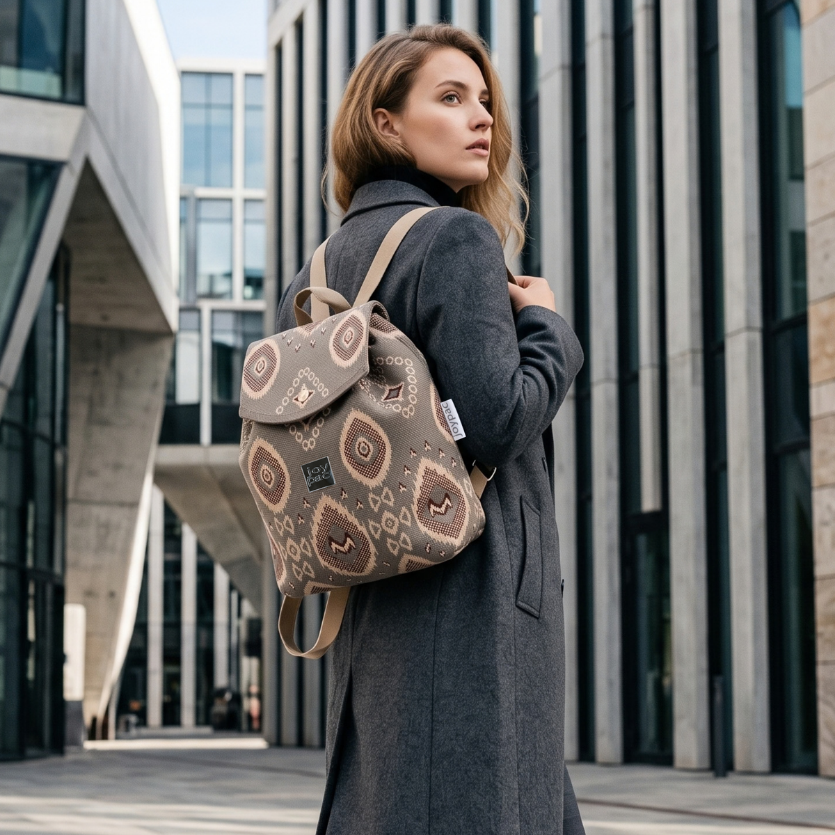 Rucksackbeutel PLUSE JOYPAC, kleiner Damen-Cityrucksack aus Strukturstoff