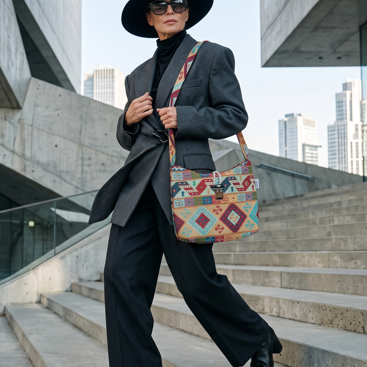 Torebka crossbody damska JOYPAC BLOOM, wzorzysta na ramię