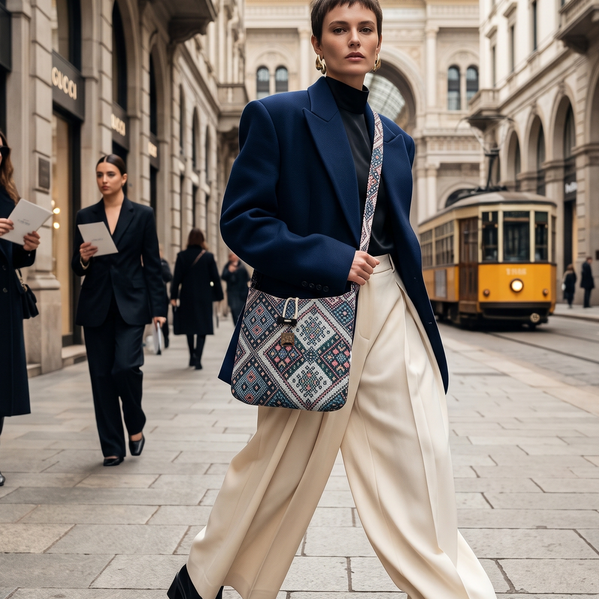 Torebka crossbody damska JOYPAC BLOOM, wzorzysta na ramię